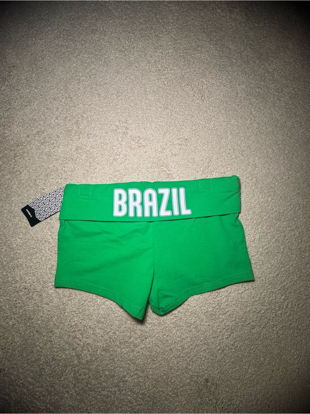 Umbro Green "Brazil" Athletic Junior Shorts